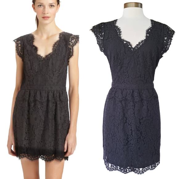 Joie Black Lace Mini Dress Cap Sleeve Coctail Party Size large / 10 - Picture 1 of 13